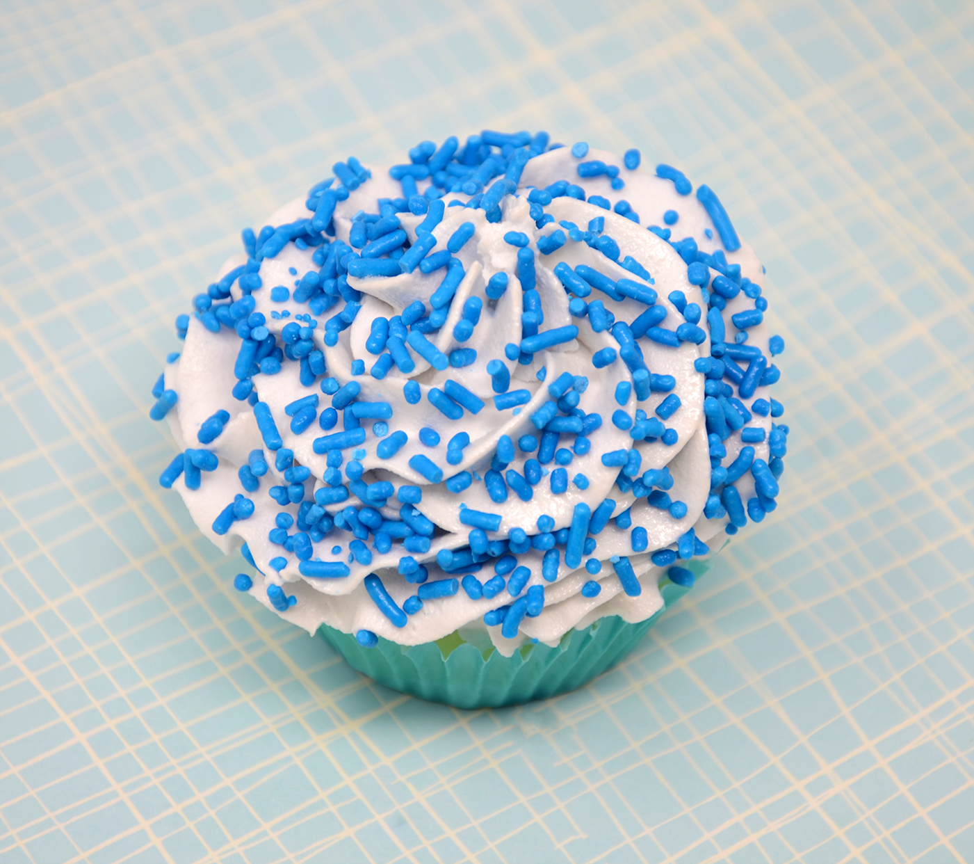 Cupcake with Blue Jimmies Sprinkles