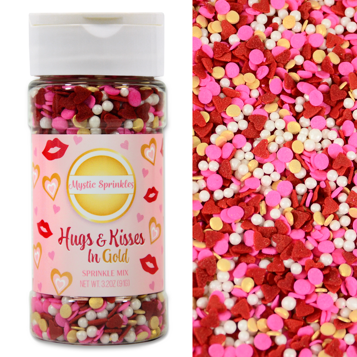 Hugs & Kisses Sprinkle Mix in Gold Sprinkle Mix 3.2oz Bottle