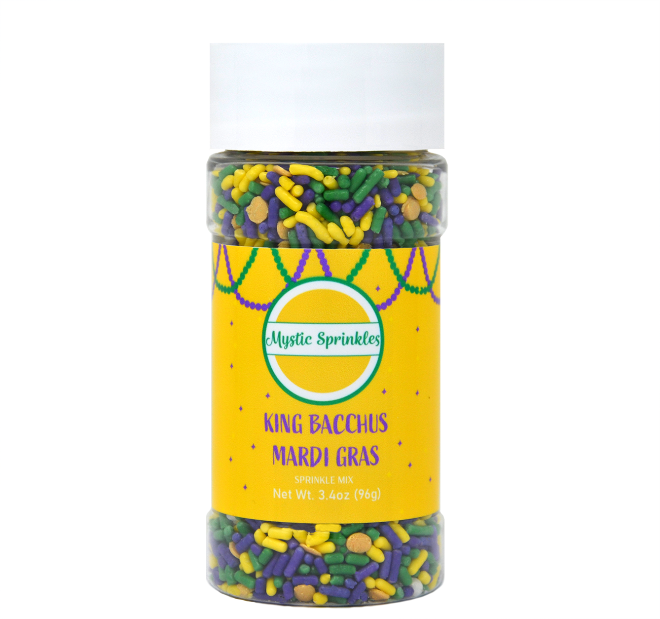 King Bacchus Mardi Gras Sprinkle Mix 3.4oz Bottle