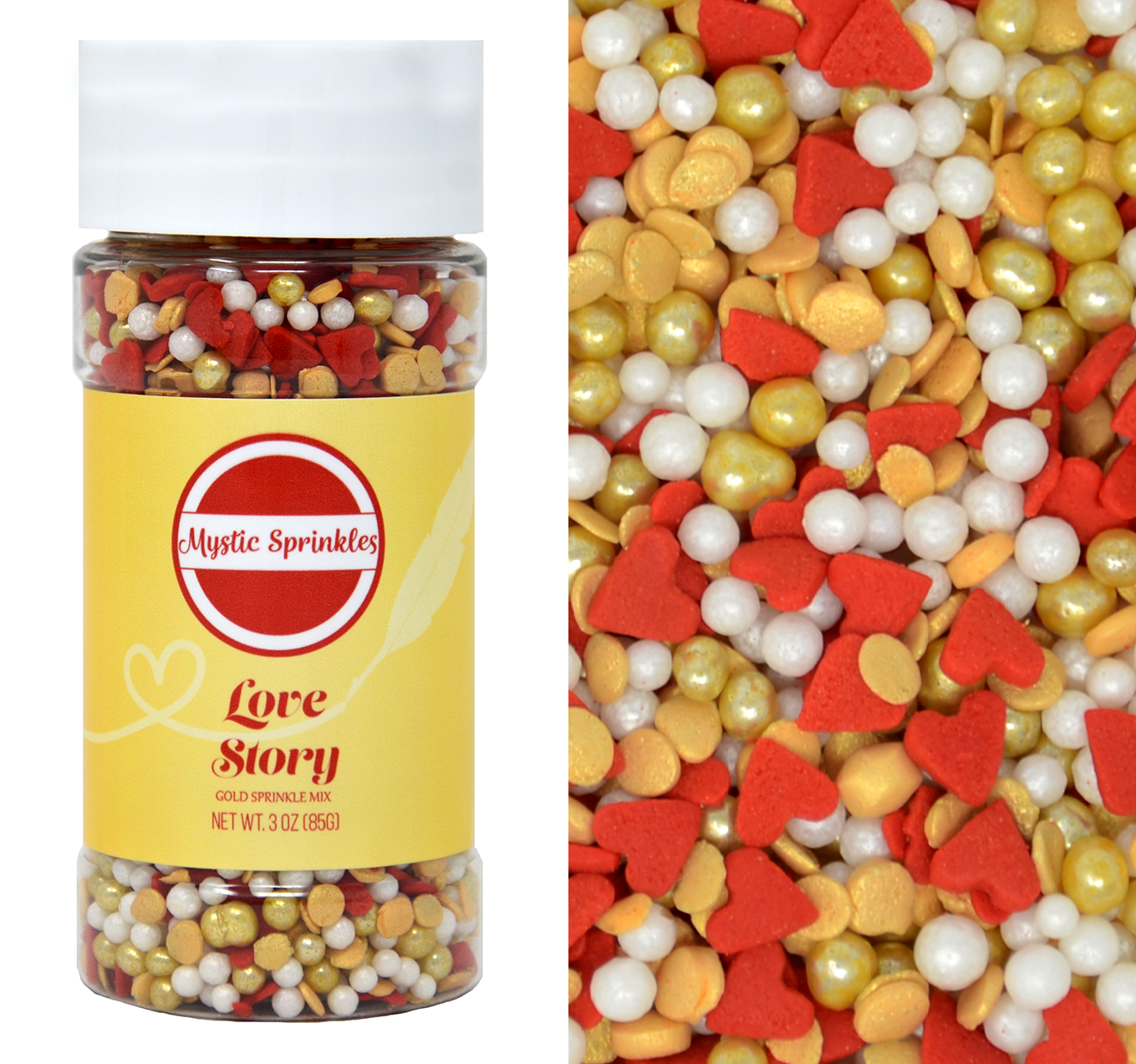 Love Story Sprinkle Mix In Gold 3.3oz Bottle