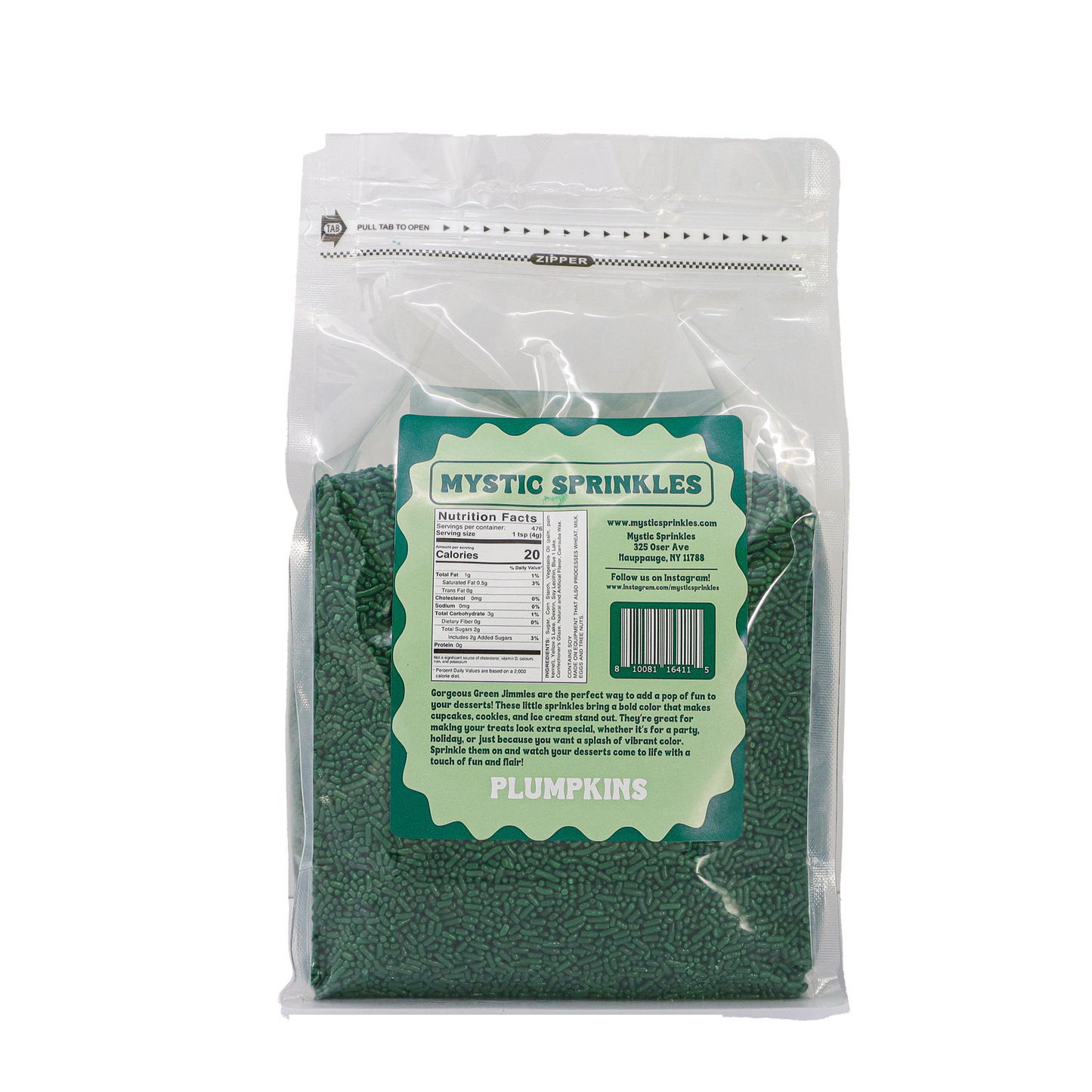 Plumpkins - Gorgeous Green Jimmies 4.2lb Bulk Bag