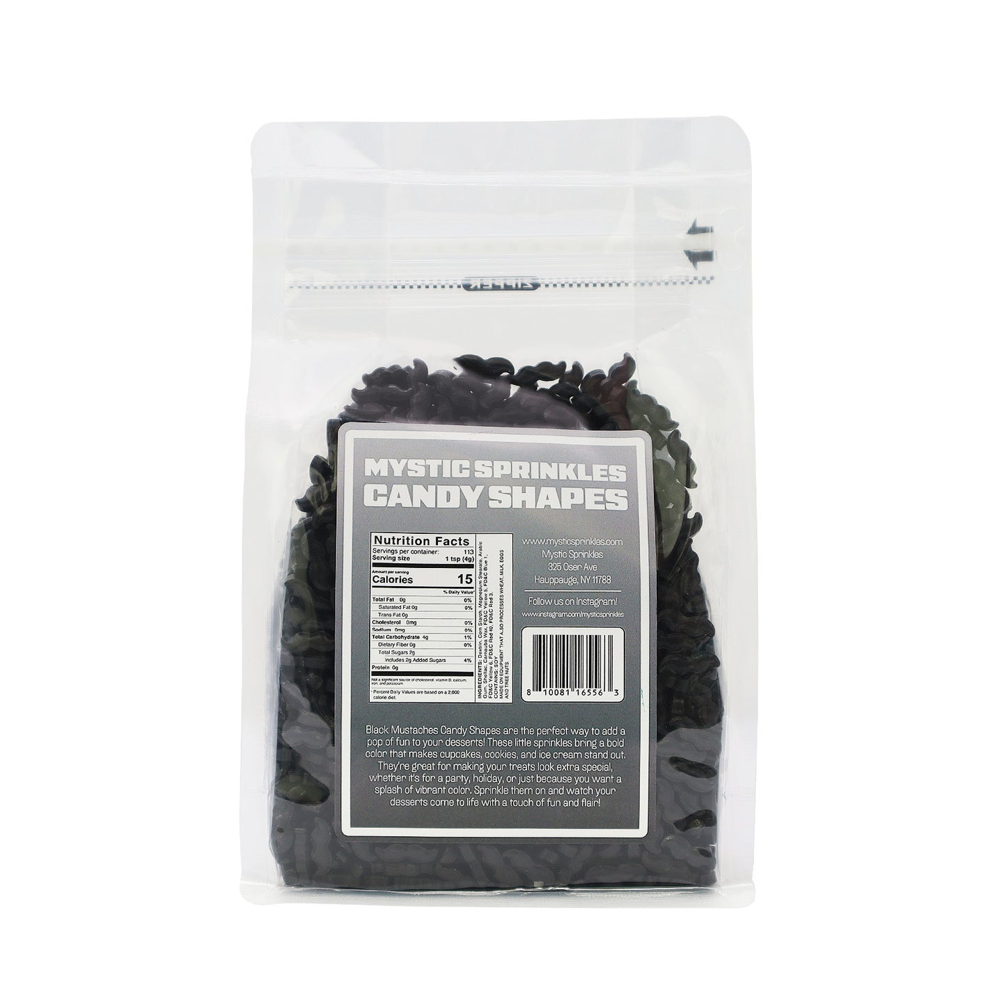 Candy Shapes Black Mustaches 2oz