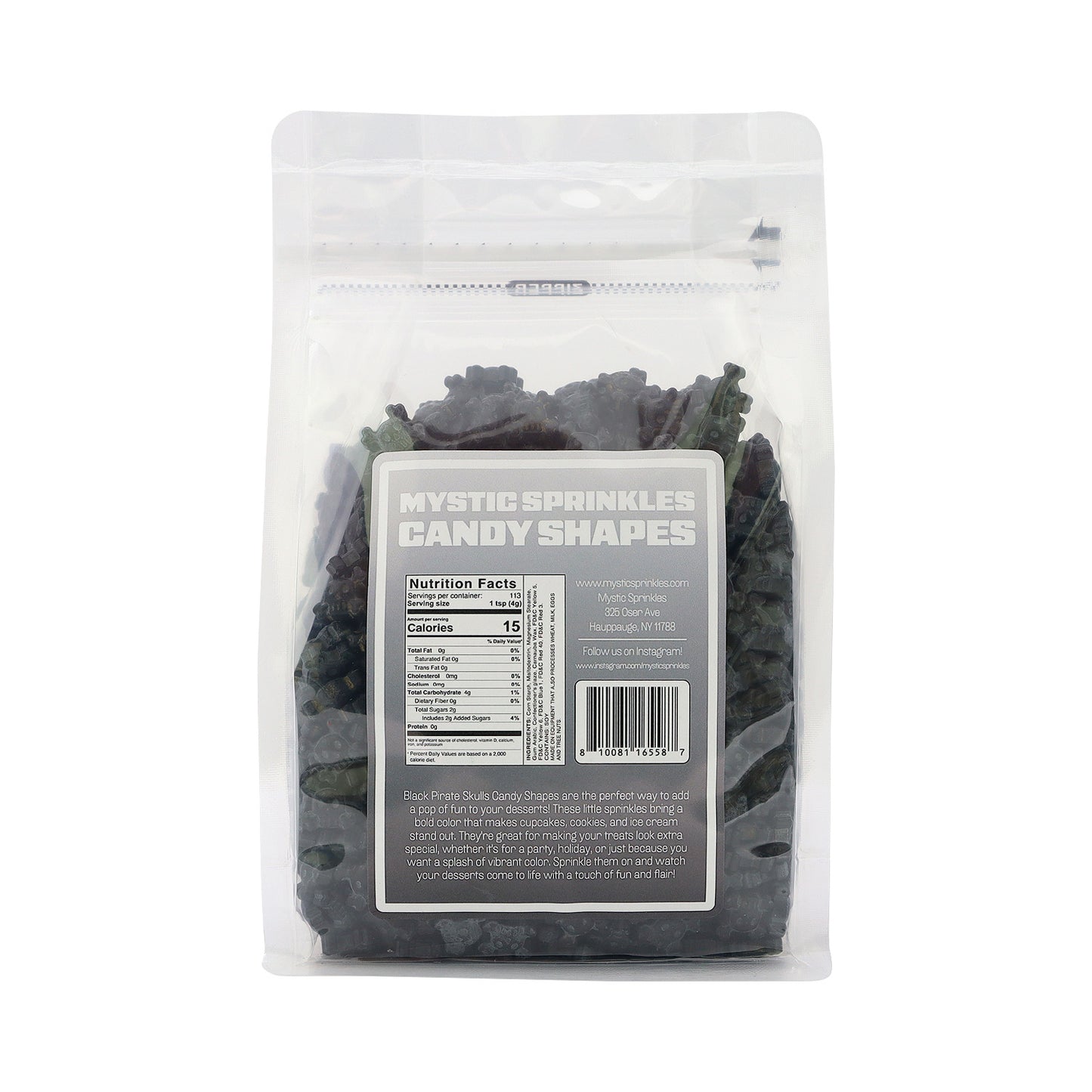 Candy Shapes Black Pirate Skulls 2oz