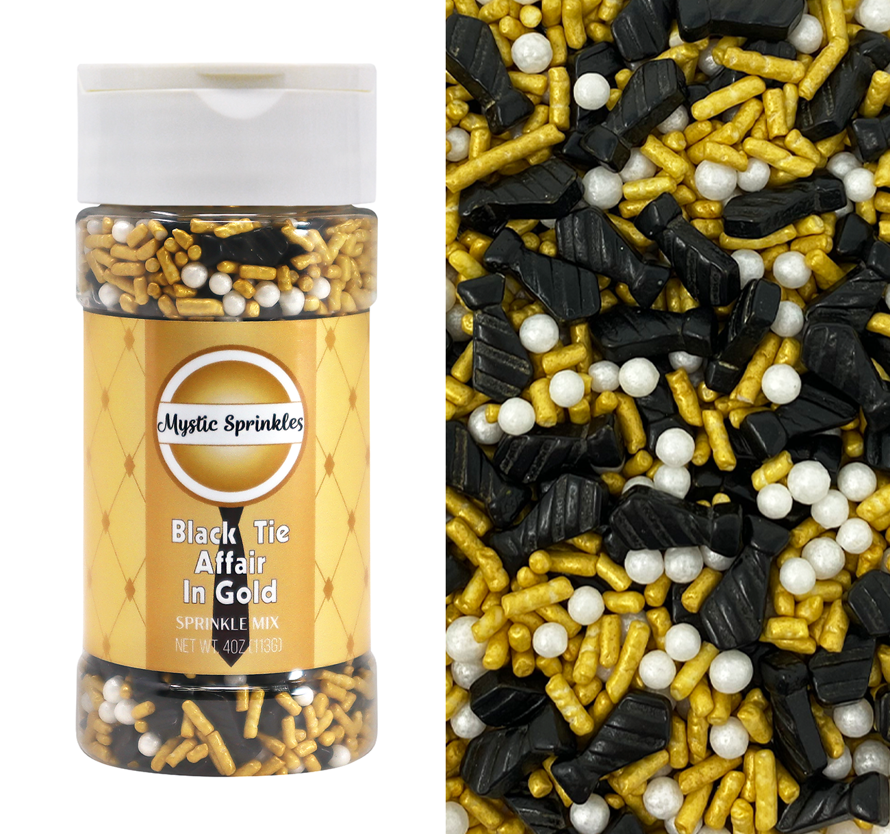 A Black Tie Affair in Gold Sprinkle Mix 4oz Bottle