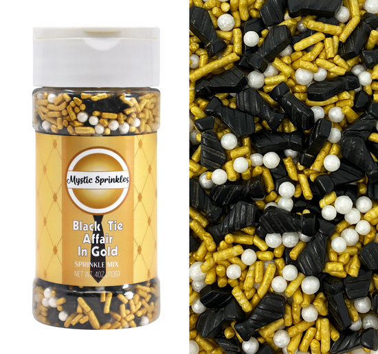 A Black Tie Affair in Gold Sprinkle Mix 4oz Bottle