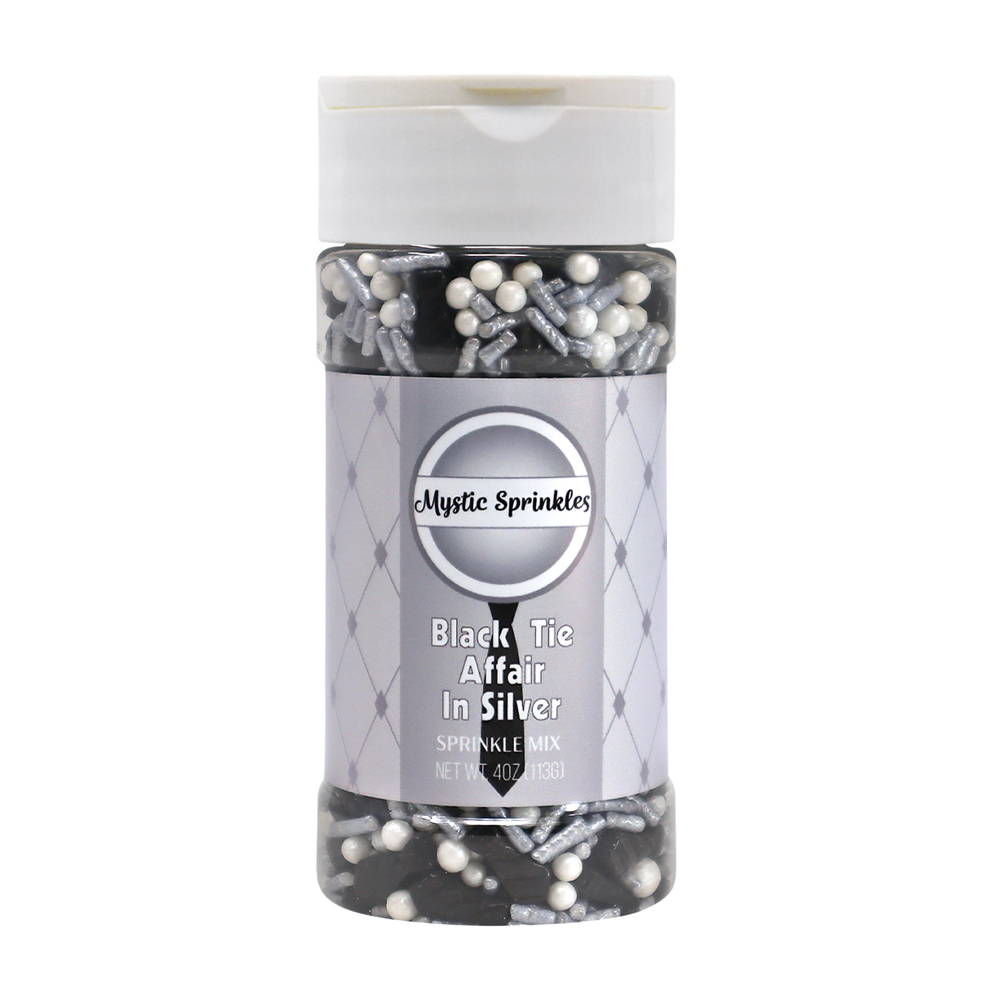 A Black Tie Affair in Silver Sprinkle Mix 4oz Bottle