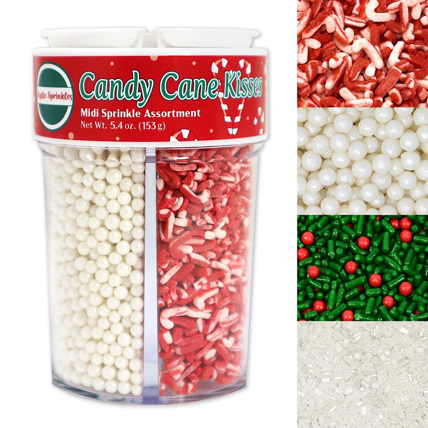 Candy Cane Kisses Midi Sprinkle Assortment 5.4oz