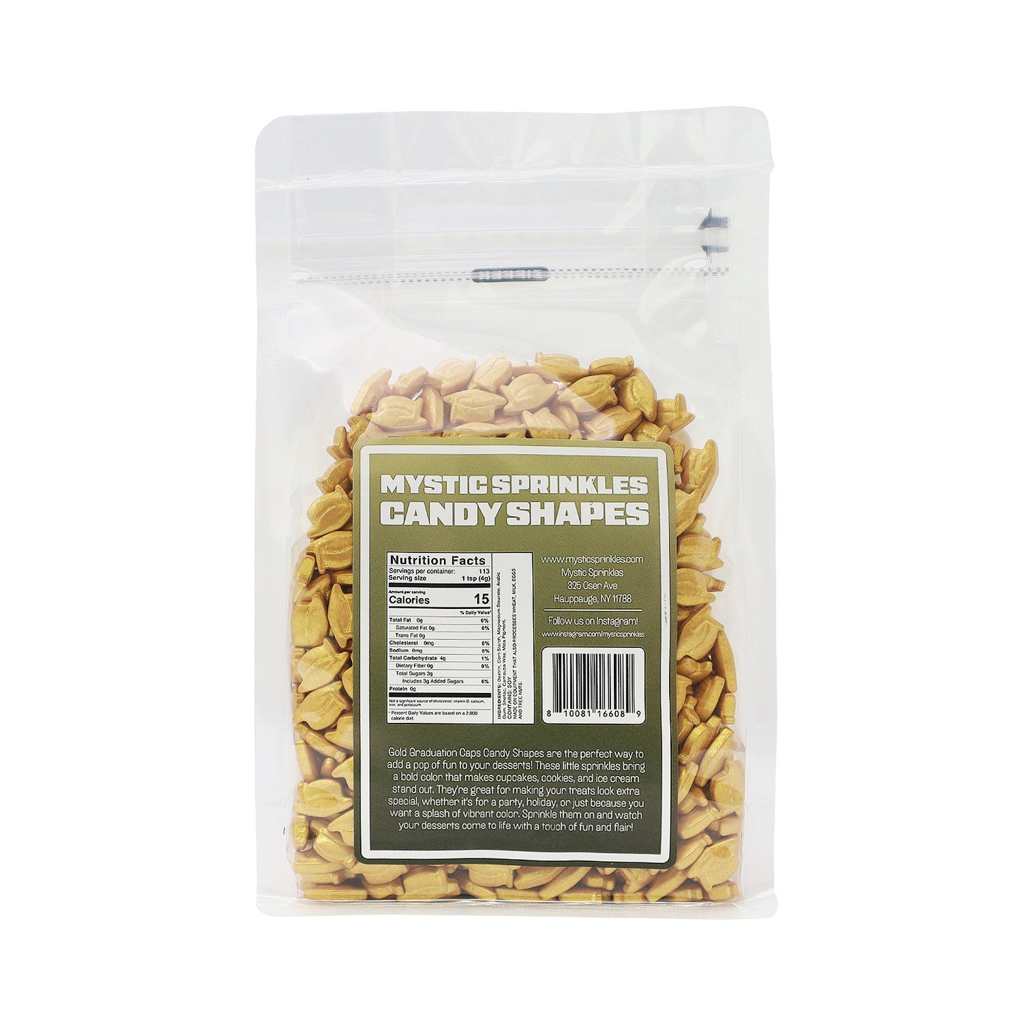 Candy Shapes Graduation Caps 2oz - Gold
