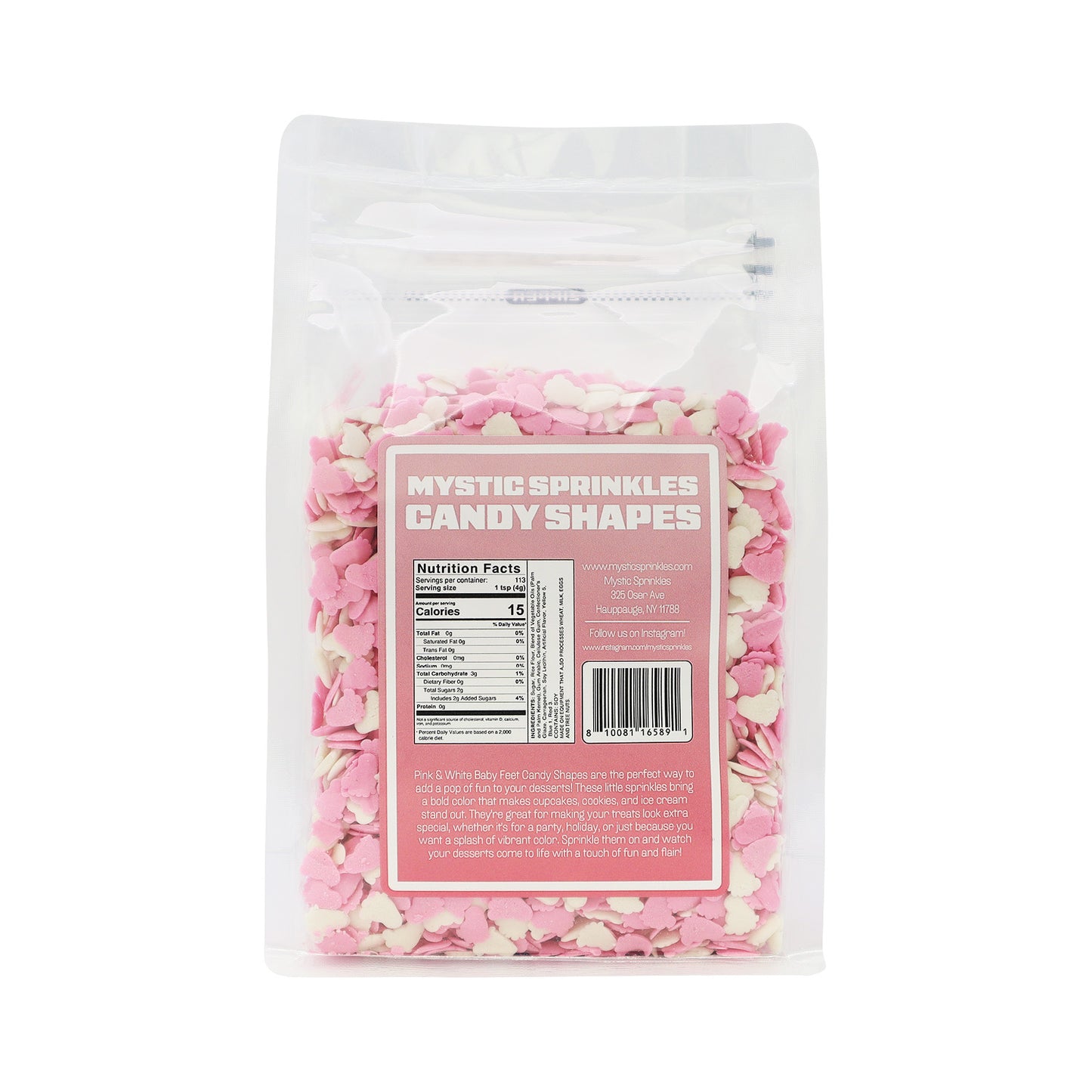 Candy Shapes Pink & White Baby Feet 1.6oz