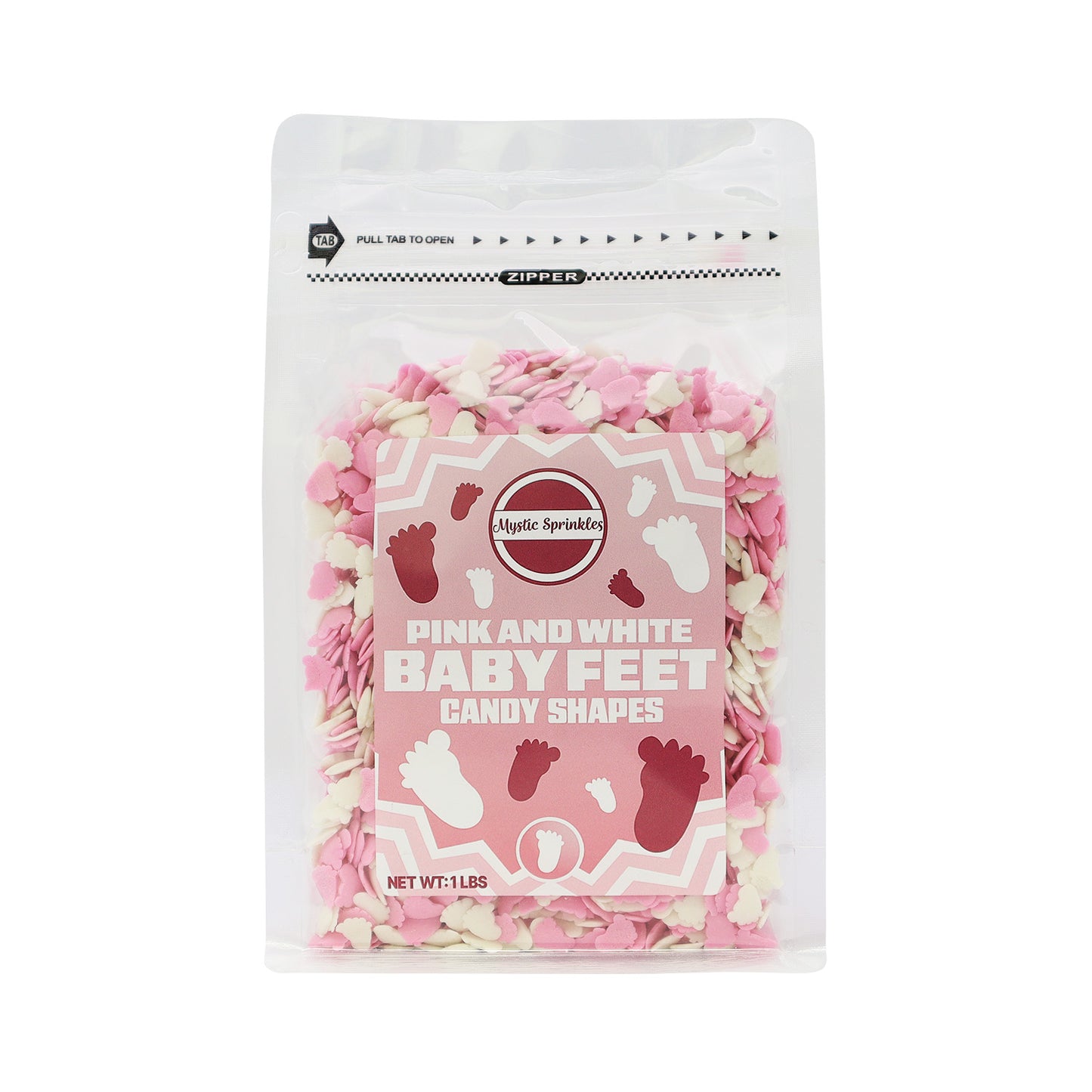 Candy Shapes Pink & White Baby Feet 1.6oz