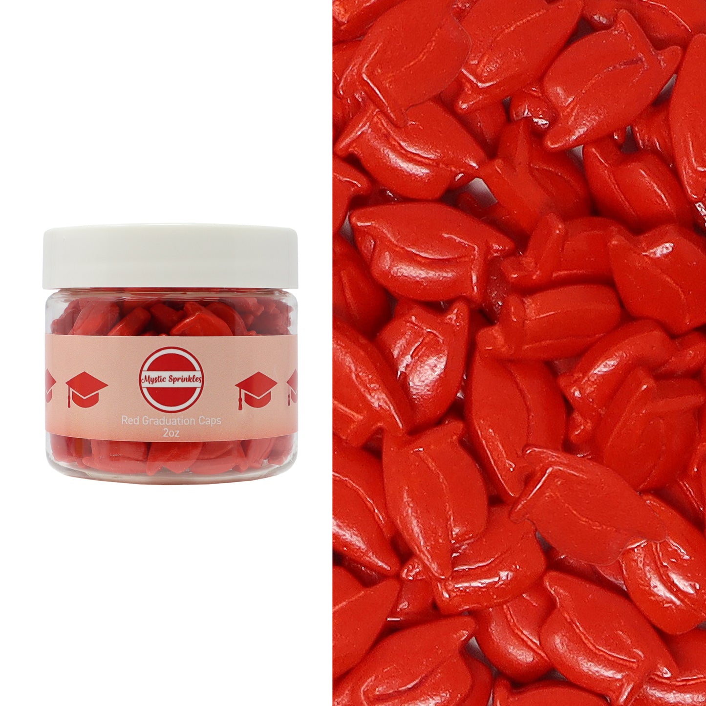 Candy Shapes Graduation Caps 2oz - Red