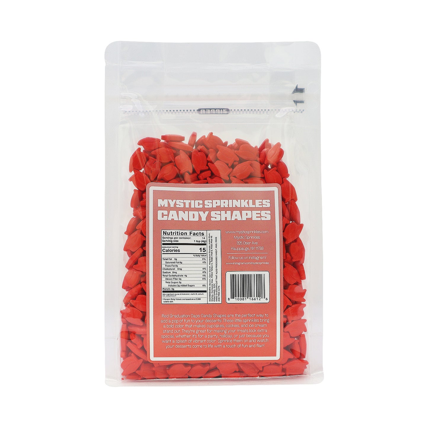 Candy Shapes Graduation Caps 2oz - Red