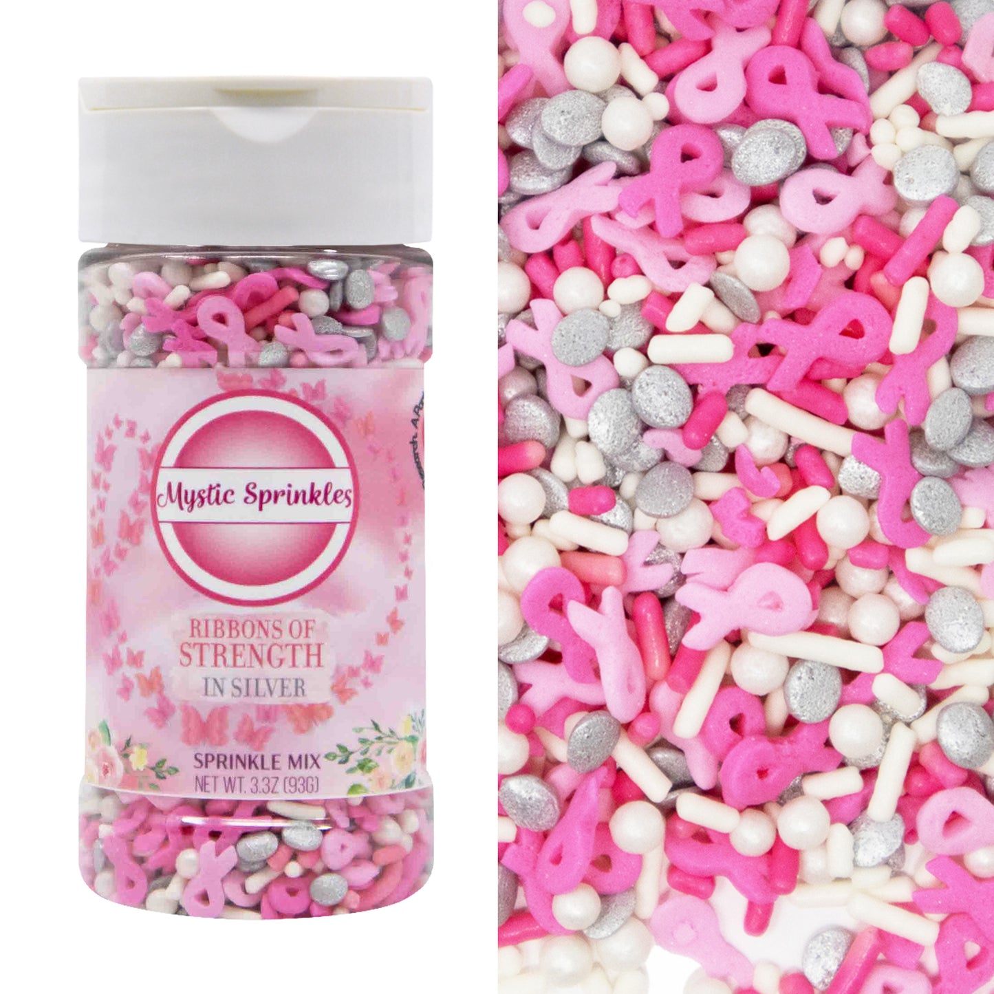 Ribbons of Strength In Silver Sprinkle Mix 3.3oz