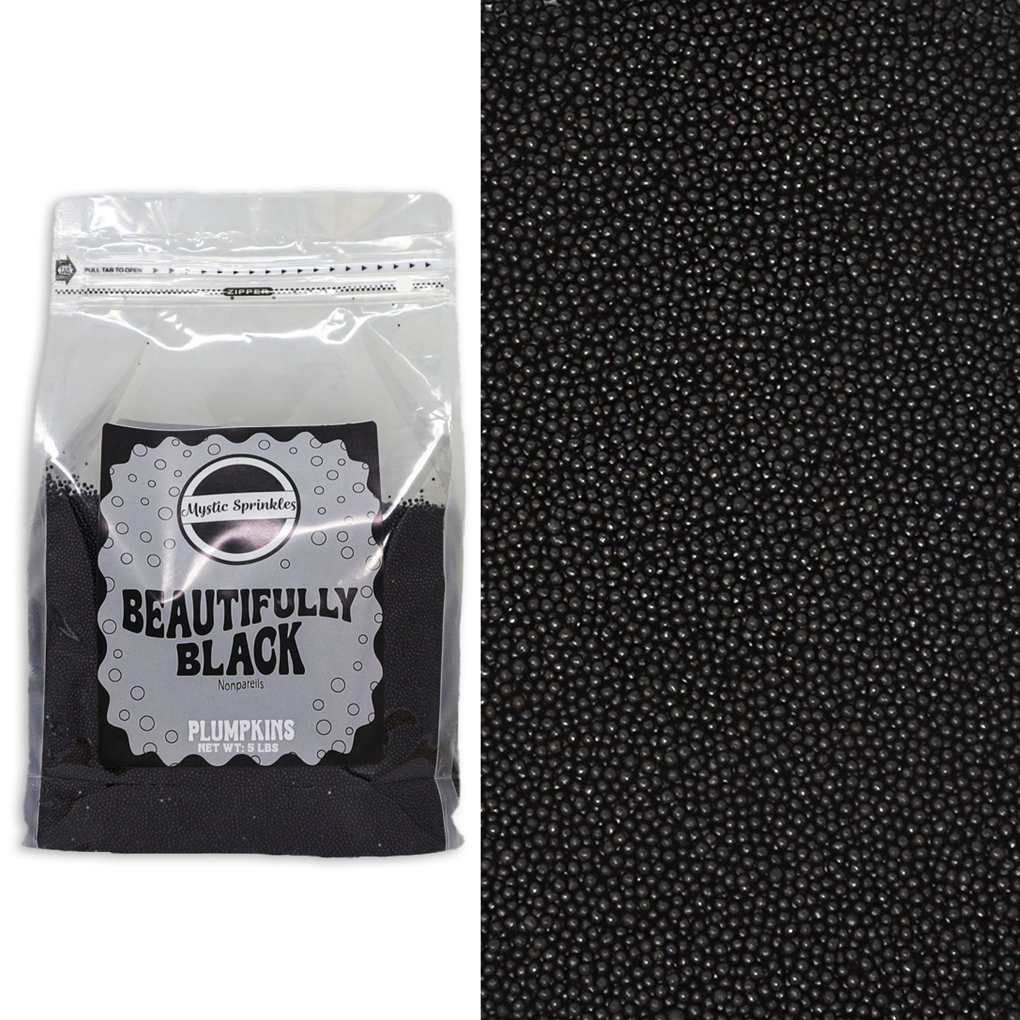Plumpkins - Beautifully Black Nonpareils 5lbs Bulk Bag
