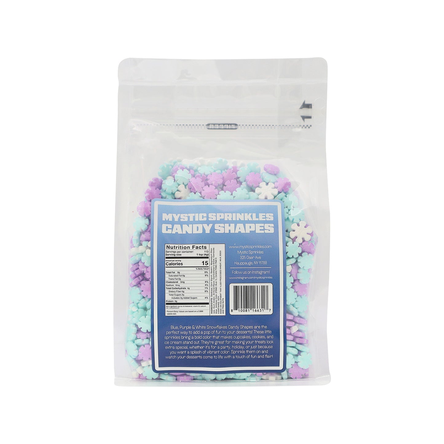 Candy Shapes Blue, Purple & White Snowflakes 1.7oz