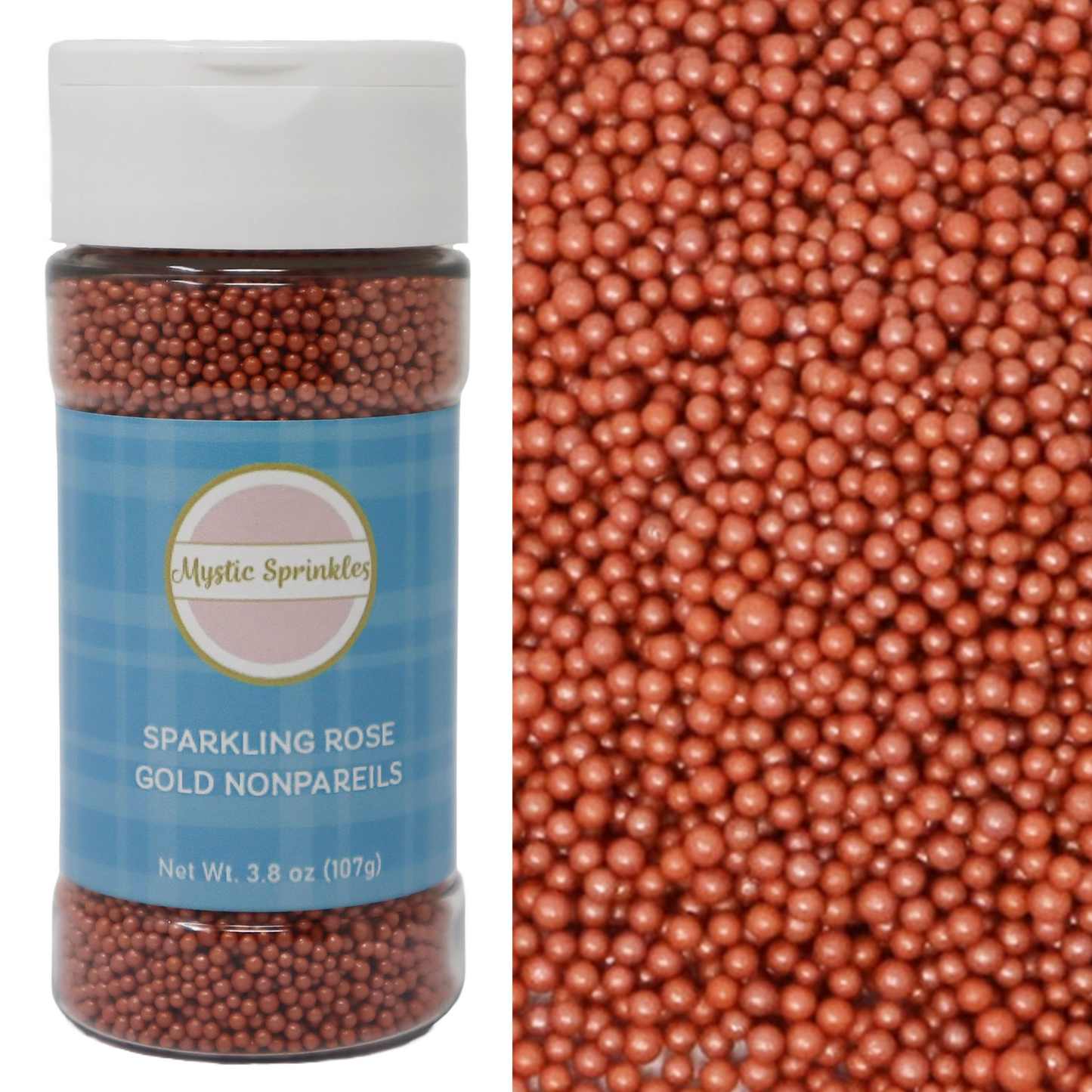 Sparkling Rose Gold Nonpareils 3.8oz