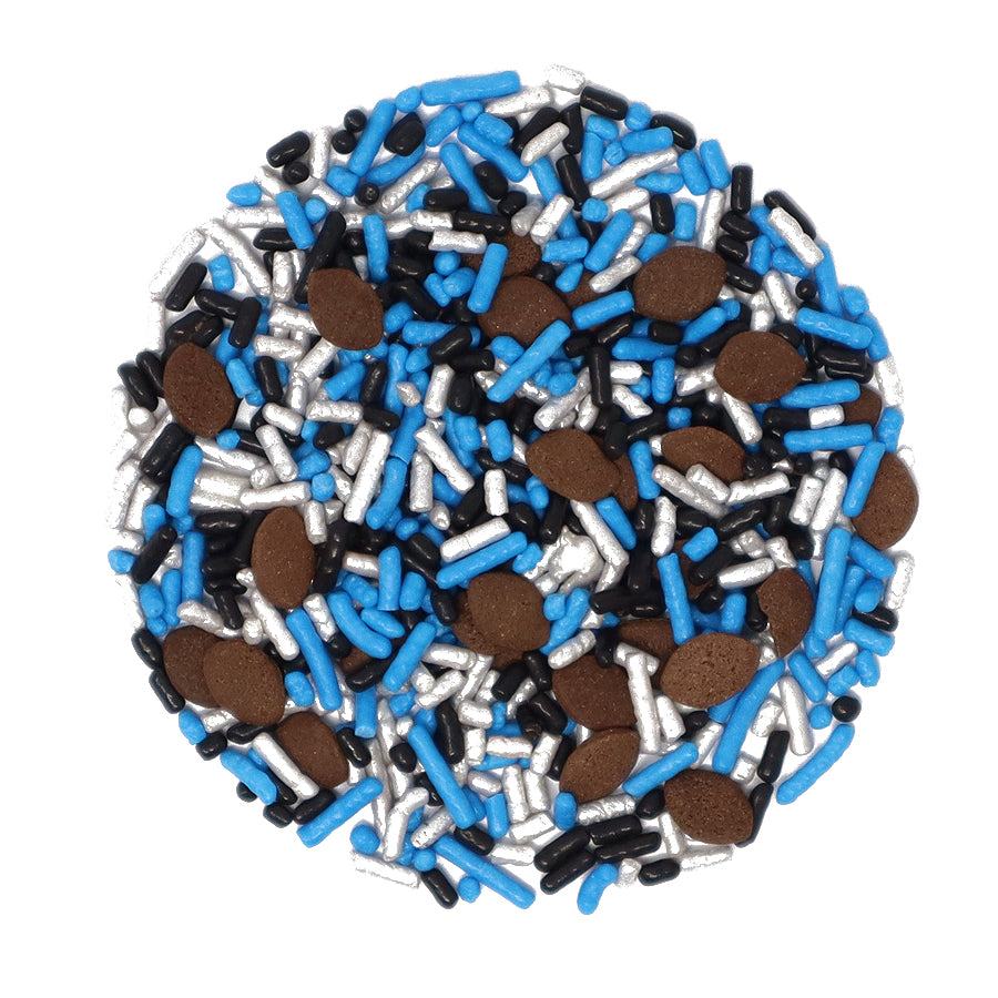 The Big Football Game - Blue, Silver & Black Sprinkle Mix 3oz