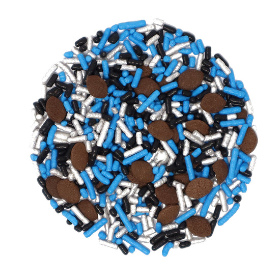 The Big Football Game - Blue, Silver & Black Sprinkle Mix 3oz