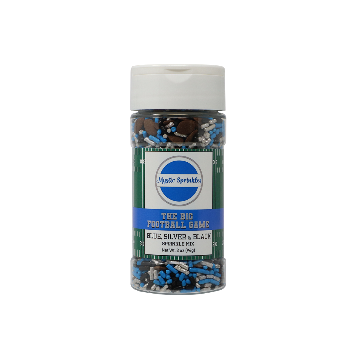 The Big Football Game - Blue, Silver & Black Sprinkle Mix 3oz