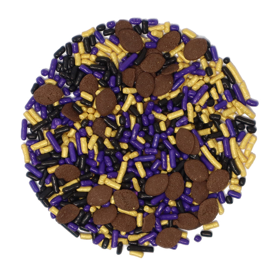 The Big Football Game - Purple, Black & Gold Sprinkle Mix 3oz