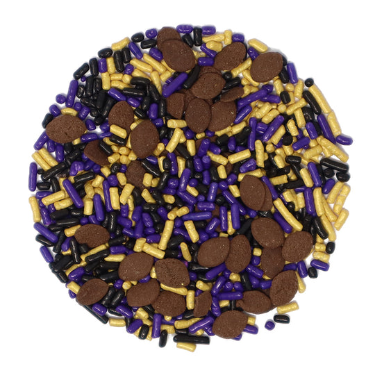 The Big Football Game - Purple, Black & Gold Sprinkle Mix 3oz