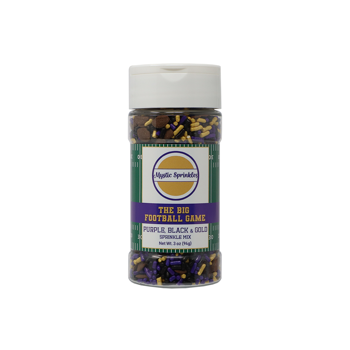 The Big Football Game - Purple, Black & Gold Sprinkle Mix 3oz