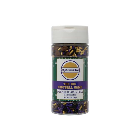 The Big Football Game - Purple, Black & Gold Sprinkle Mix 3oz