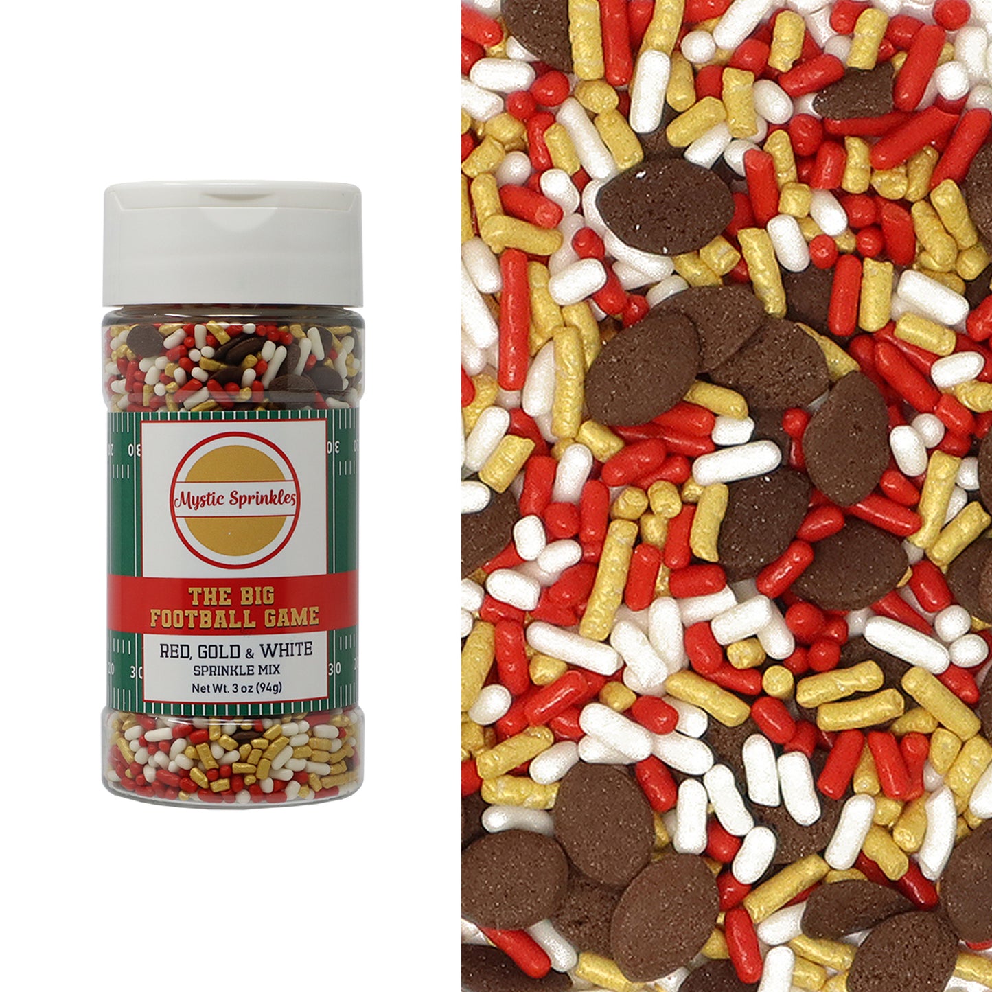The Big Football Game - Red, Gold & White Sprinkle Mix 3oz