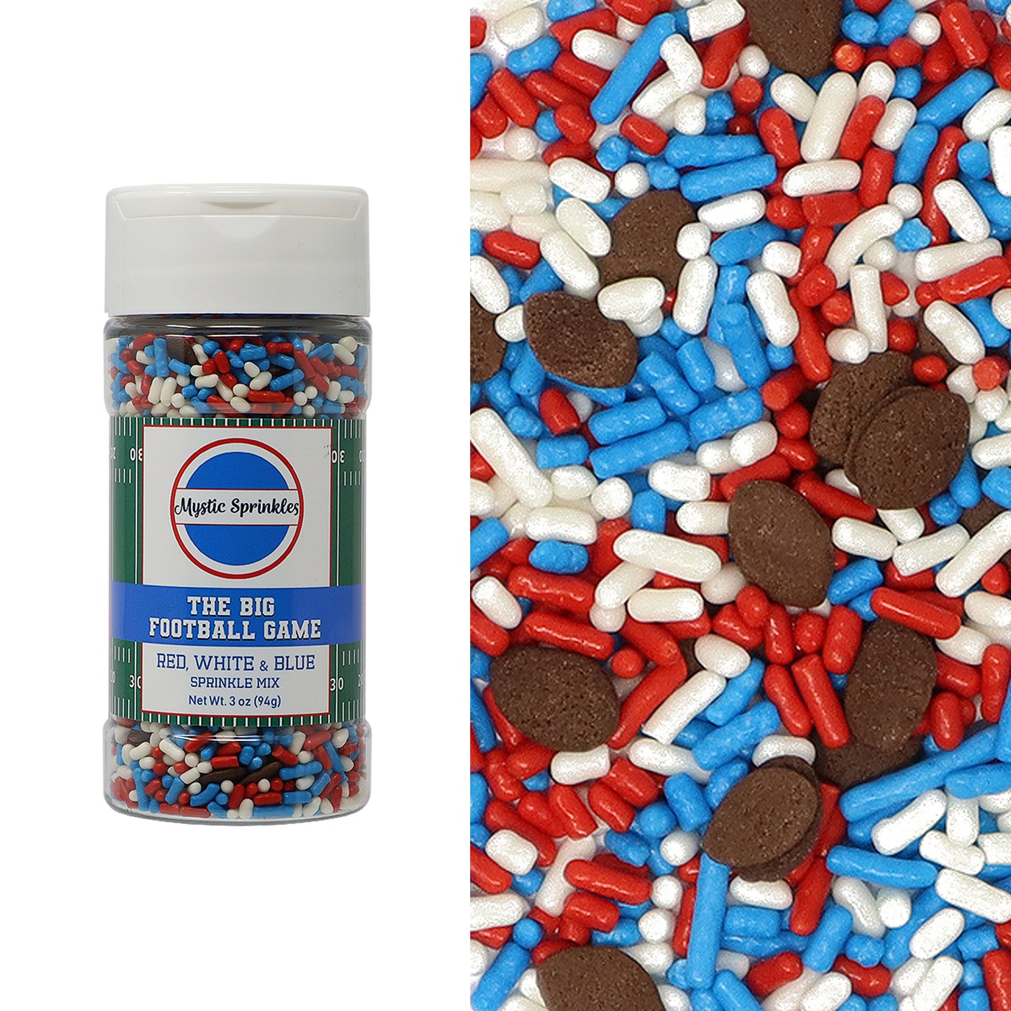 The Big Football Game - Red, White & Blue Sprinkle Mix 3oz