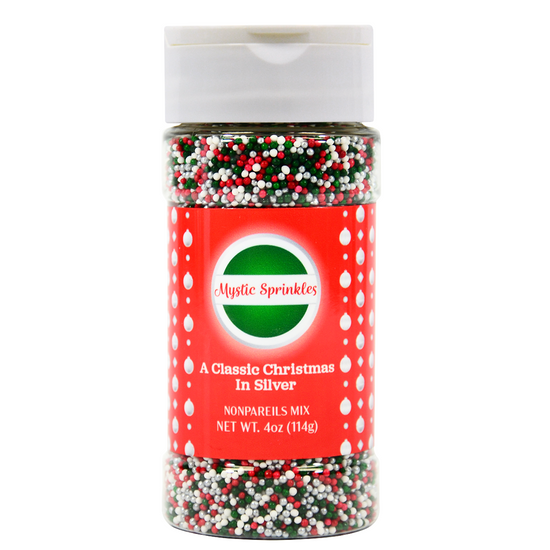 Load image into Gallery viewer, A Classic Christmas in Silver Nonpareil Mix 4oz Bottle
