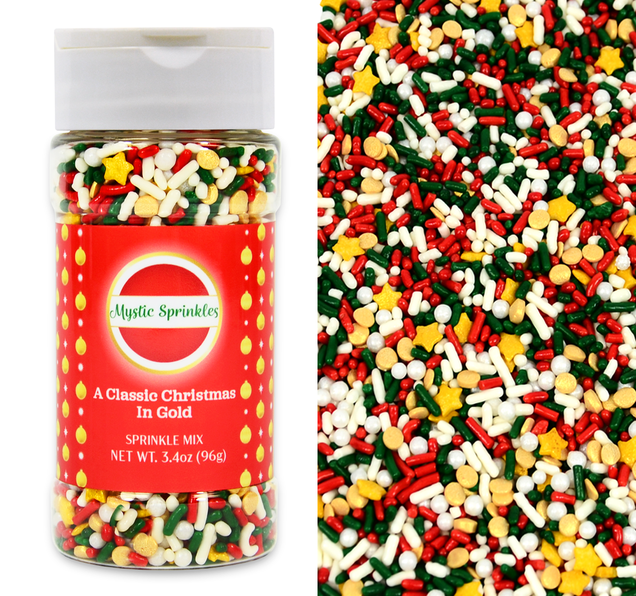 A Classic Christmas in Gold Sprinkle Mix 3.4oz Bottle