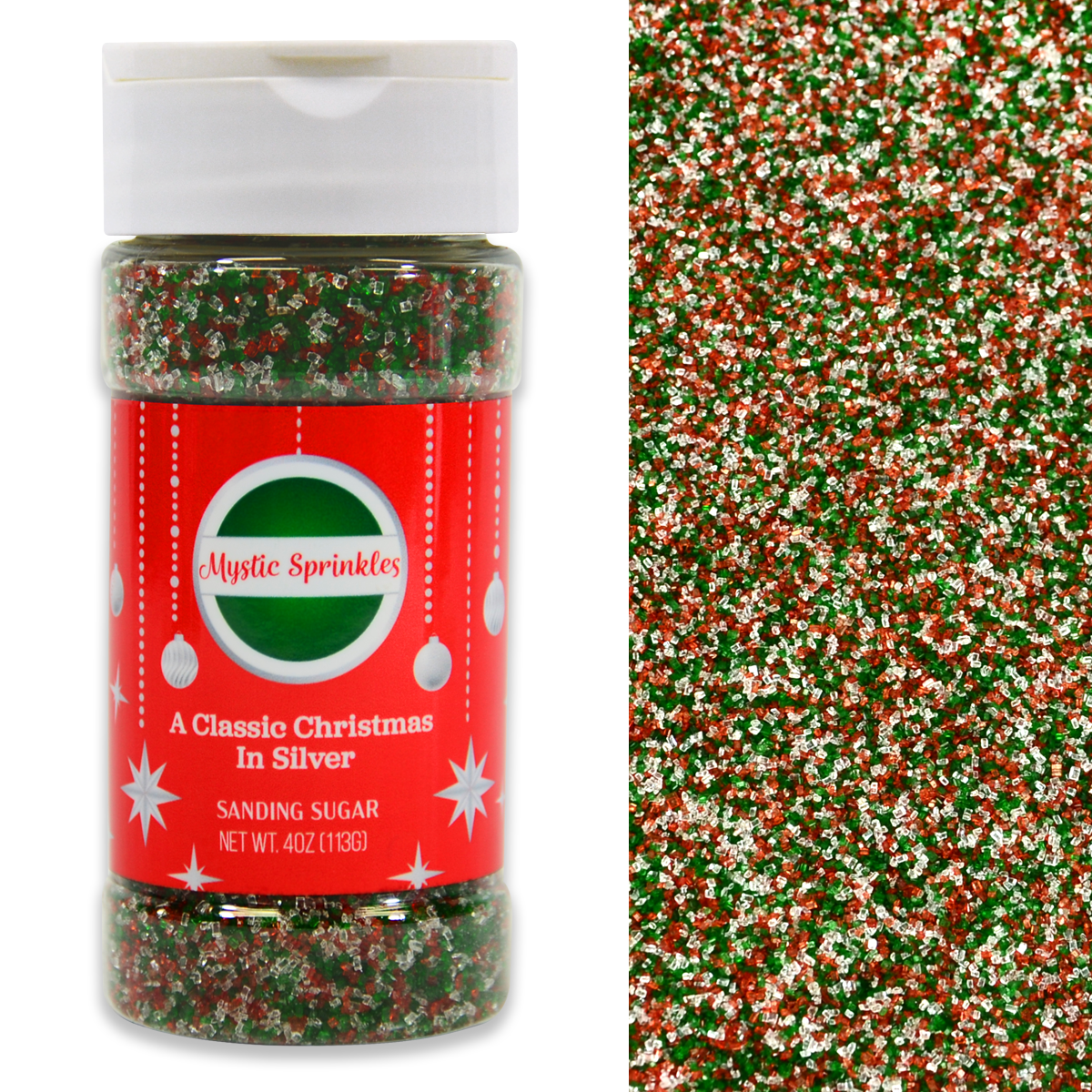 A Classic Christmas in Silver Sanding Sugar 4oz Bottle