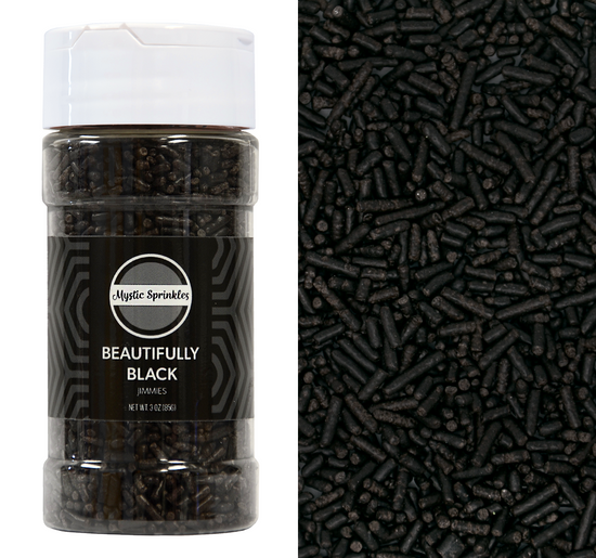 Load image into Gallery viewer, Beautifully Black Jimmies Sprinkles 3oz Bottle
