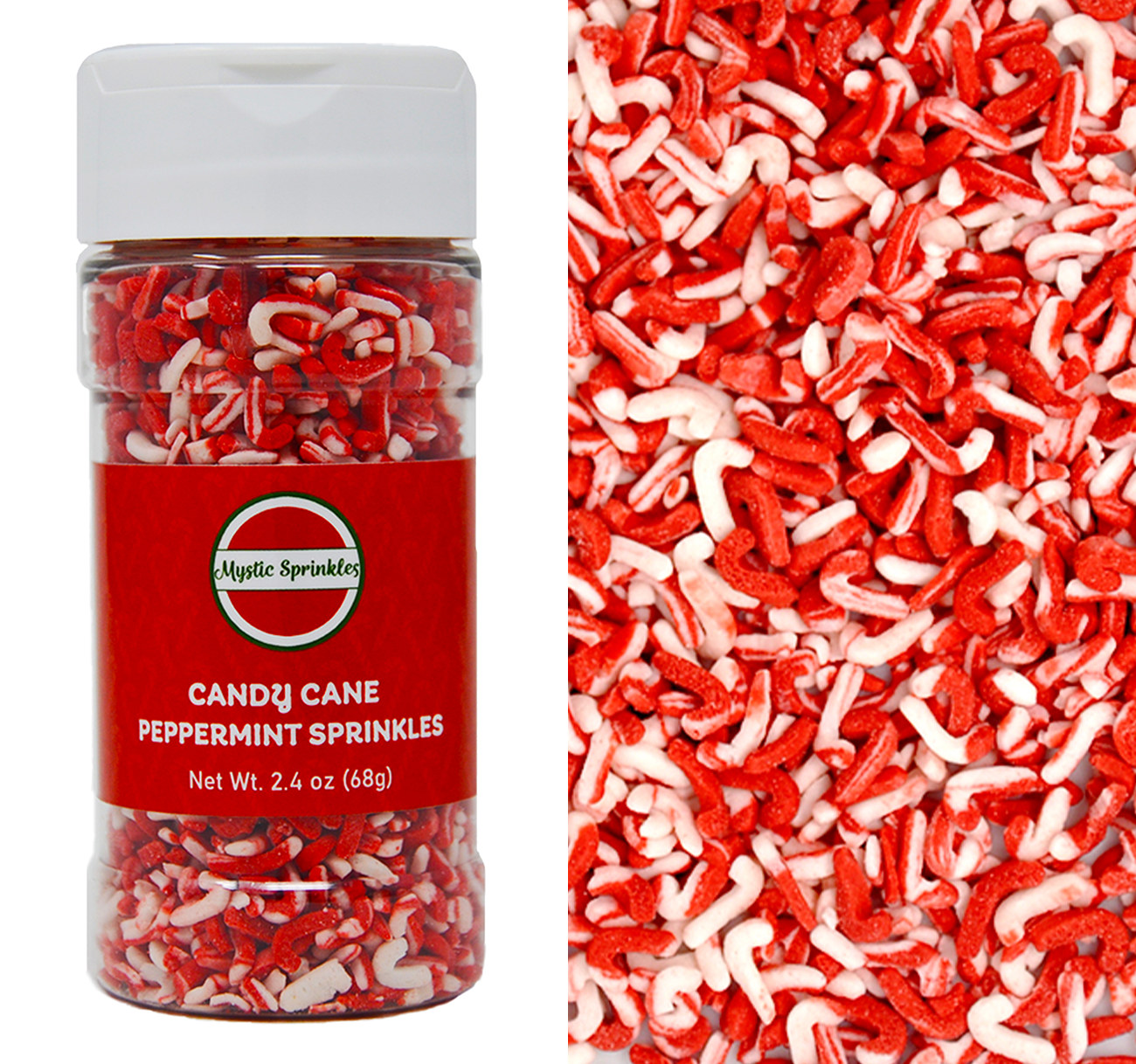 Peppermint Flavored Candy Cane Sprinkles 2.4 oz.