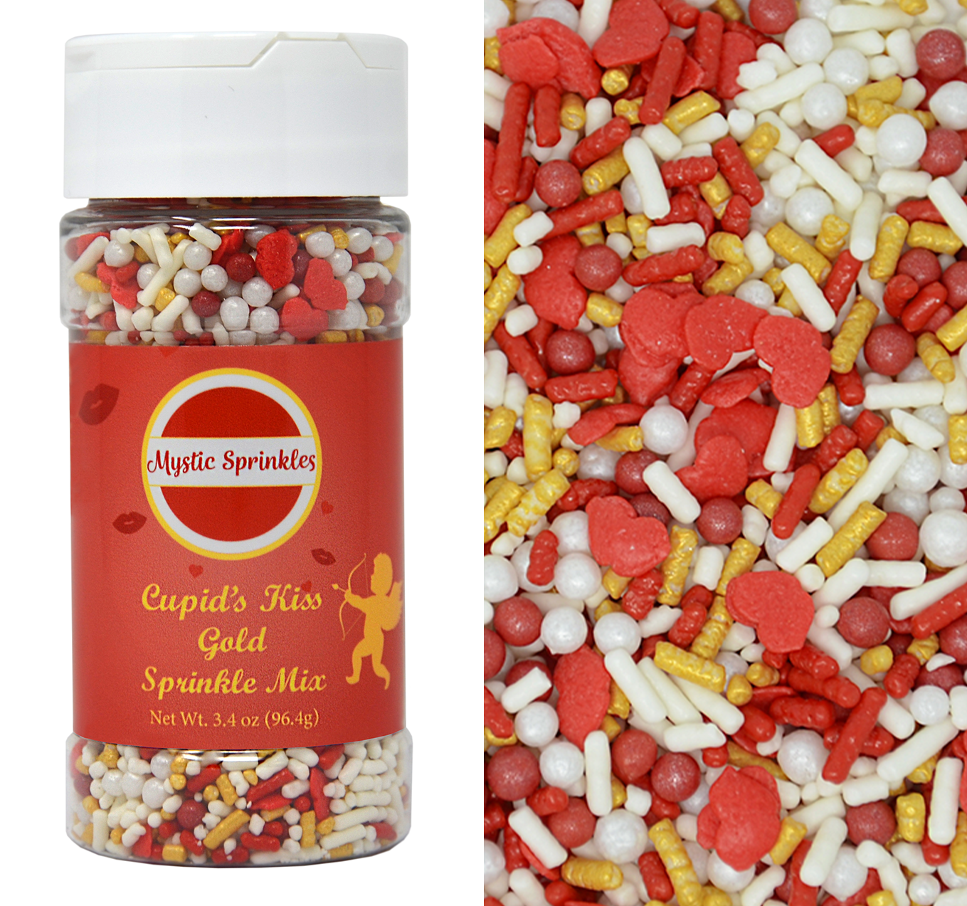 Cupid's Kiss Gold Sprinkle Mix 3.3oz Bottle