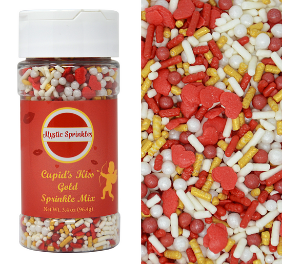 Cupid's Kiss Gold Sprinkle Mix 3.3oz Bottle