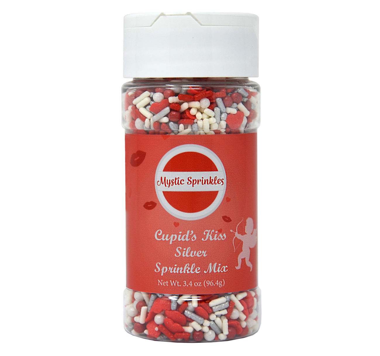 Cupid's Kiss Silver Sprinkle Mix 3.3oz Bottle
