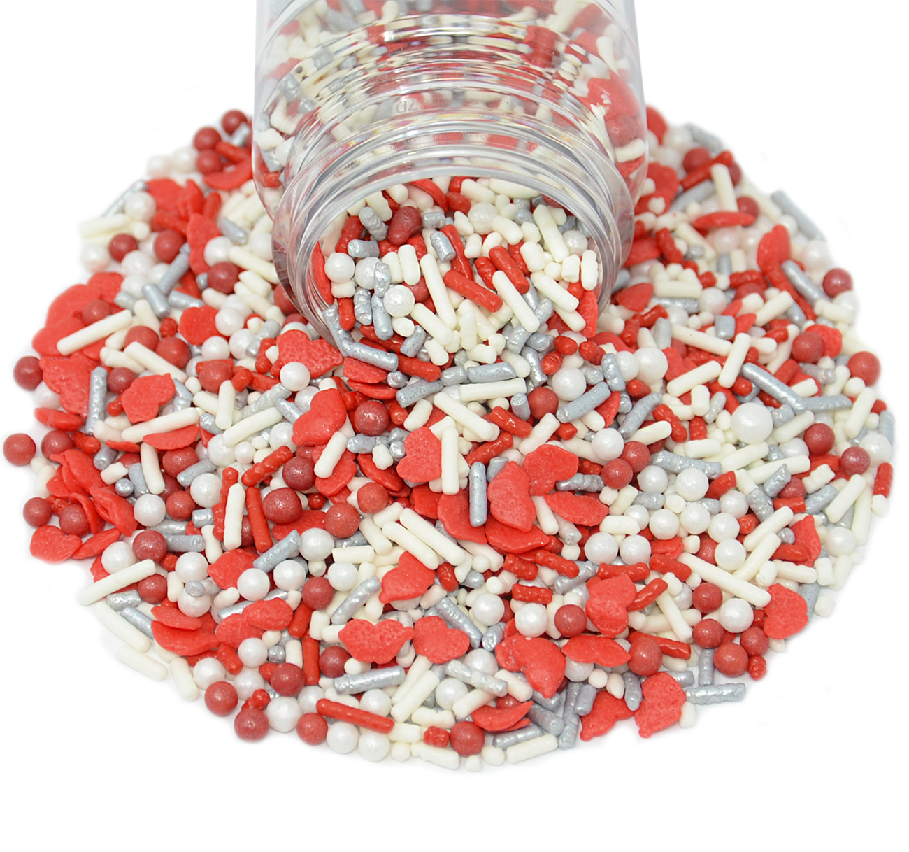 Cupid's Kiss Silver Sprinkle Mix 3.3oz Bottle