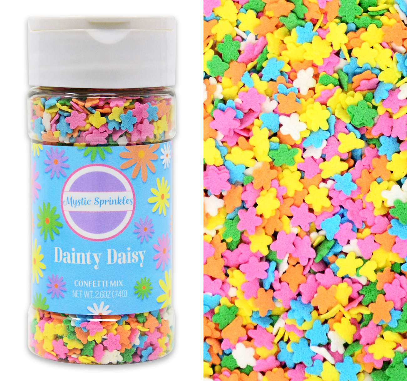 Mystic Sprinkles Dainty Daisy Confetti Mix 2.6 oz Bottle, Size: 1.75 x 1.75 x 4.25, Blue