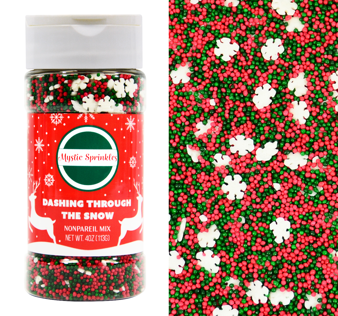 Dashing Through The Snow Nonpareil Sprinkle Mix 4oz Bottle