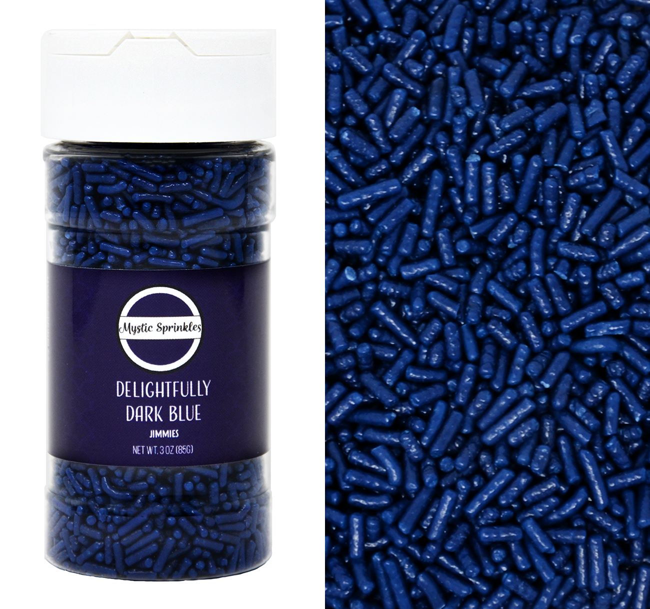 Delightfully Dark Blue Jimmies Sprinkles 3oz Bottle