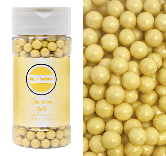 Glimmering Gold 6mm Sugar Pearls 3.6oz