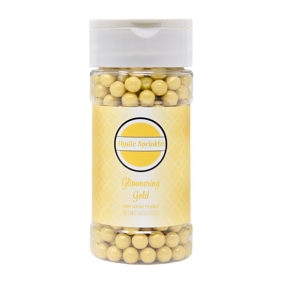 Glimmering Gold 6mm Sugar Pearls 3.6oz