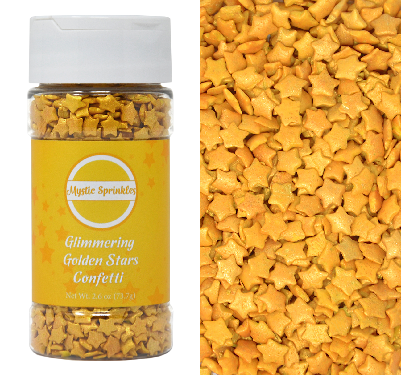 Load image into Gallery viewer, Glimmering Golden Stars Confetti 2.6 Ounce Bottle
