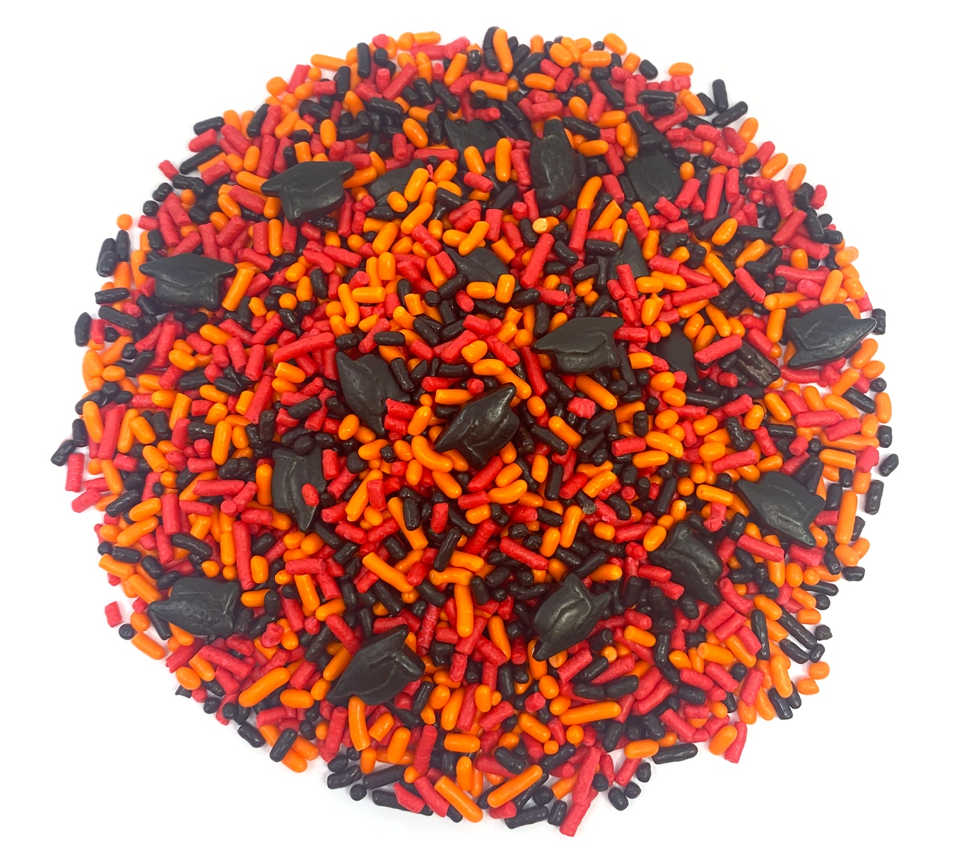Graduation Day! Black, Orange & Red Sprinkle Mix 3.8oz