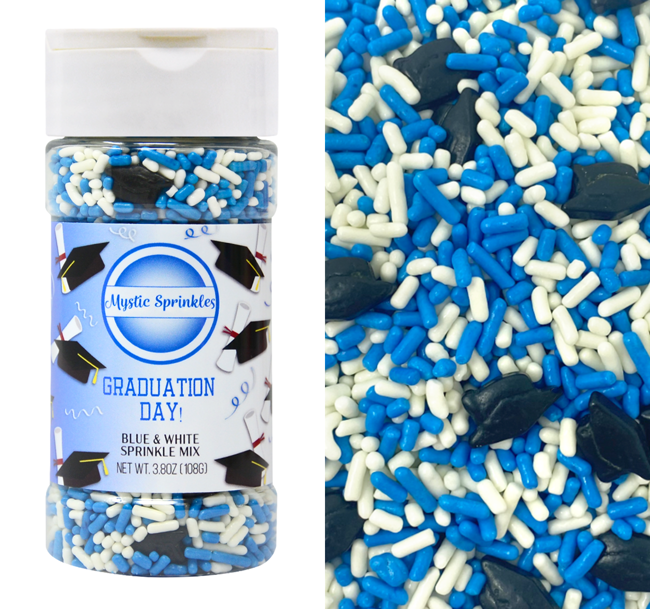 Graduation Day! Blue & White Sprinkle Mix 3.8oz