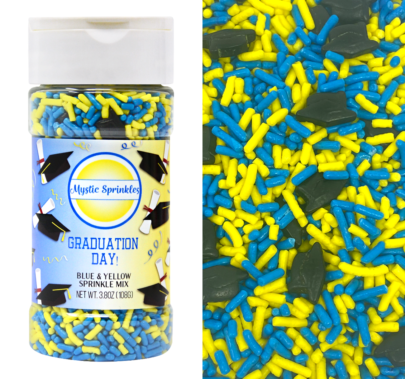 Graduation Day! Blue & Yellow Sprinkle Mix 3.8oz