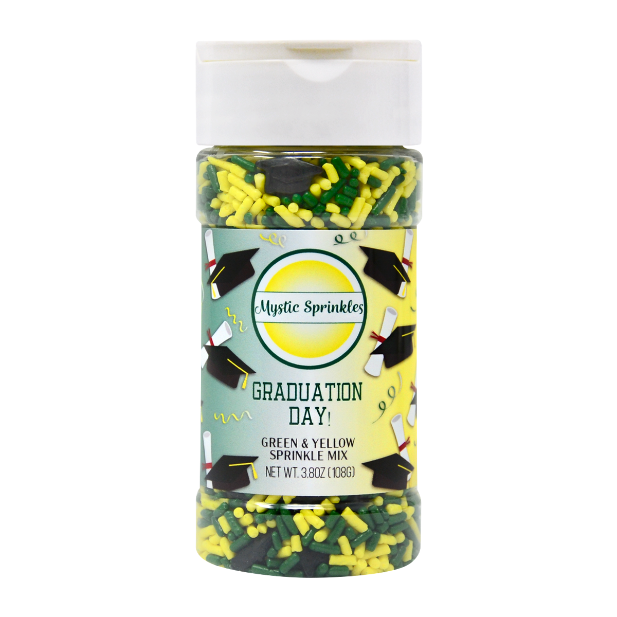 Load image into Gallery viewer, Graduation Day! Green &amp;amp; Yellow Sprinkle Mix 3.8oz
