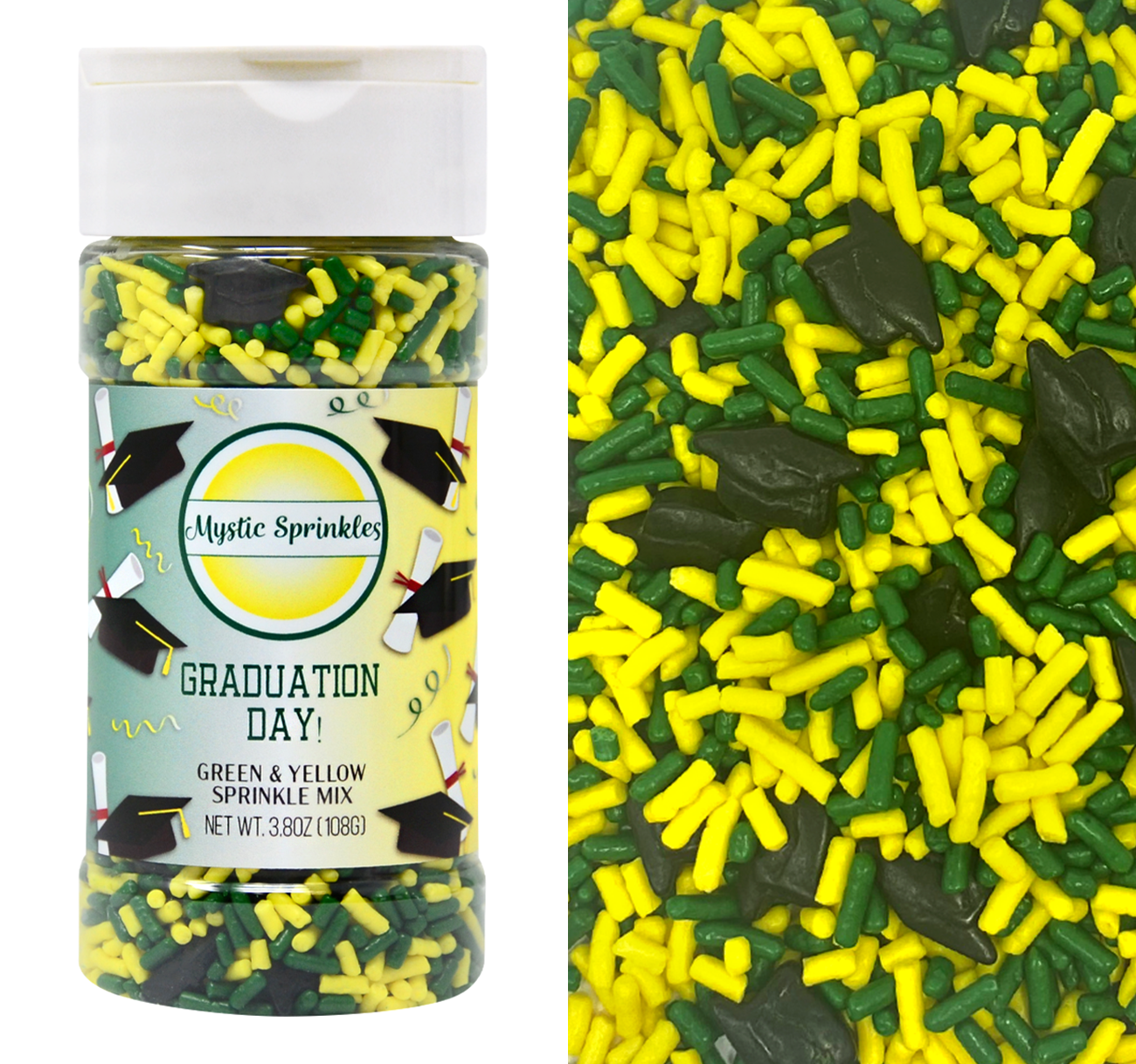 Graduation Day! Green & Yellow Sprinkle Mix 3.8oz