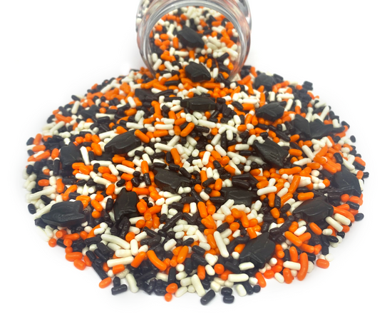 Graduation Day! Black, Orange & White Sprinkle Mix 3.8oz